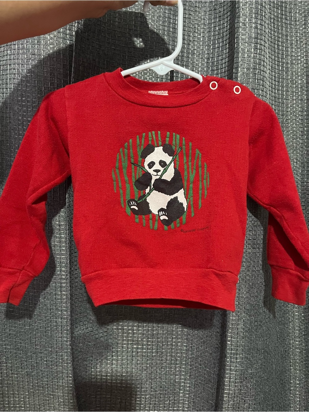 Jockey Red Kids Sweatshirt with Panda & Green Bamboo Motif